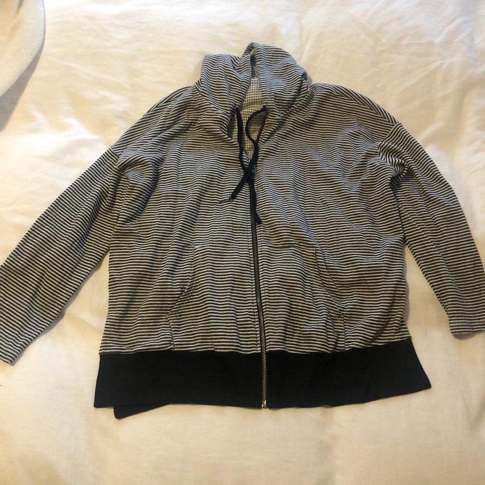 Splendid black and white stripe sip hoodie